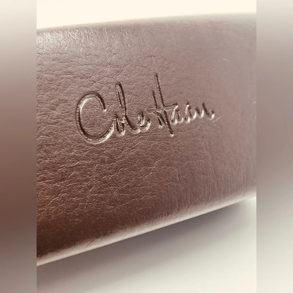 Cole Haan dark brown faux leather large sunglass case unisex